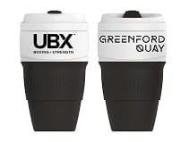 Reusable UBX-branded coffee cup included in welcome pack